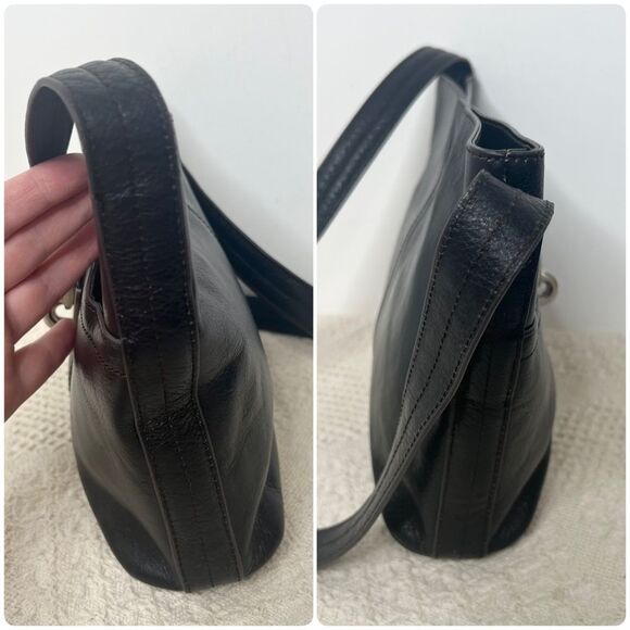 Vintage Etienne Aigner Black Leather Shoulder Bag Hobo - Picture 5 of 9